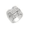 Men's CZ Cluster Iced Out Ring in Rhodium Plated Size10-11