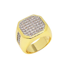  Men's Octagon Cluster CZ Ring in 14K Gold Plated Size10-11