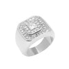 Men's Octagon Cluster CZ Ring in Rhodium Plated Size10-11