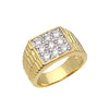 Men's CZ Textured Cluster Ring in 14K Gold Plated Size10-11