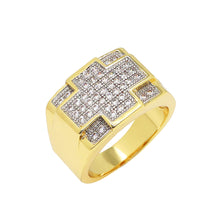  Men's Cross Cluster Ring in 14K Gold Plated Size10-11