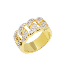  Men's Iced Out Miami Cuban Chain Ring in 14K Gold Plated Size10-11