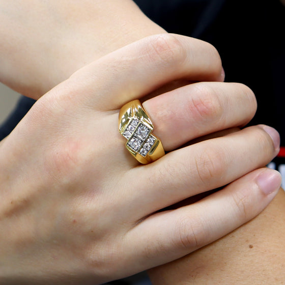 Men's Cluster Ring in 14K Gold Plated Size10-11