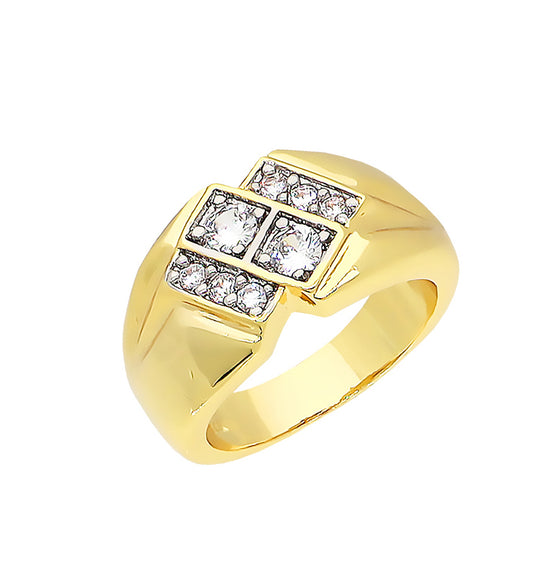 Men's Cluster Ring in 14K Gold Plated Size10-11