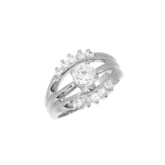 Women's 3 Row Band Cubic Zirconia Ring Size7,8,9