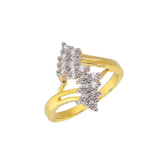 Women's 14K Gold Cubic Zirconia Cluster Bypass Ring Size7,8,9