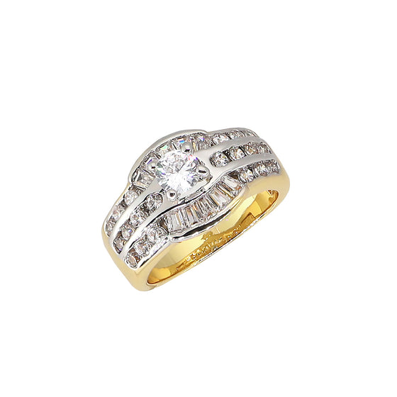 Women's Gold Baguette Cubic Zirconia Cluster Ring Size7,8,9