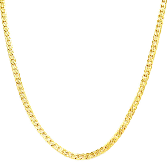 4MM Gold Frosted Cuban Chain Necklace 20"24"