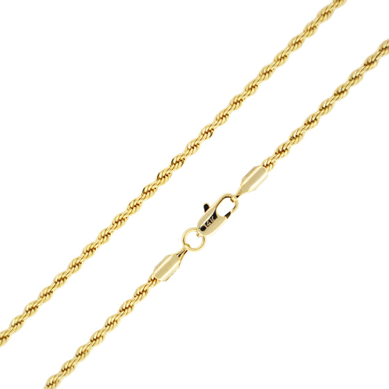3MM Gold Classic Rope Chain Necklace 18"20"24"30"36"