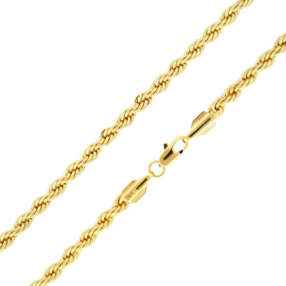 5MM Gold Classic Rope Chain Necklace 18"20"24"30"36"