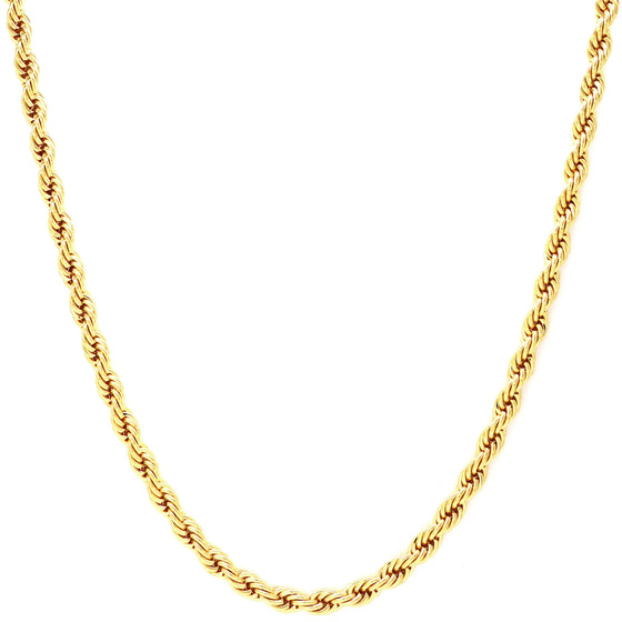 5MM Gold Classic Rope Chain Necklace 18"20"24"30"36"