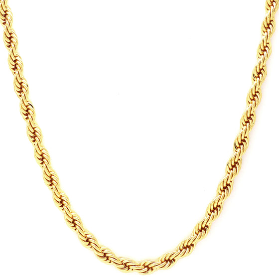 8MM Gold Classic Rope Chain Necklace 24"30"36"