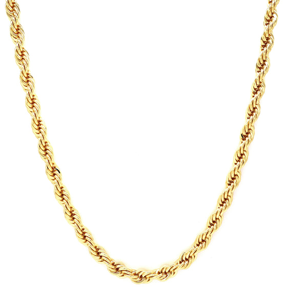 9MM Gold Classic Rope Chain Necklace 24"30"36"