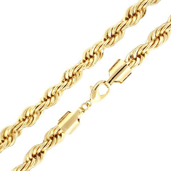 10MM Gold Classic Rope Chain Necklace 24"30"36"