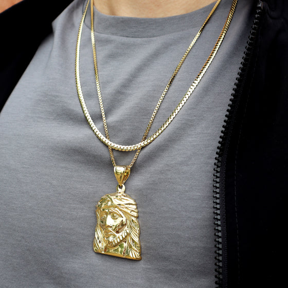 Large Diamond Cut Jesus Face Charm Pendant