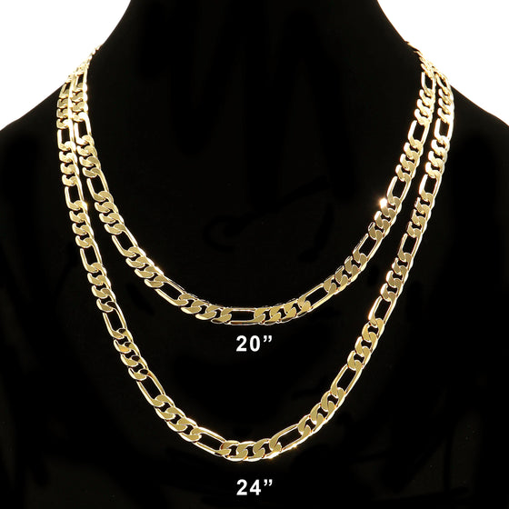 8MM Gold Classic Figaro Chain Necklace 20"24"