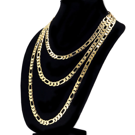 10MM Gold Classic Figaro Chain Necklace 20"24"30"36"