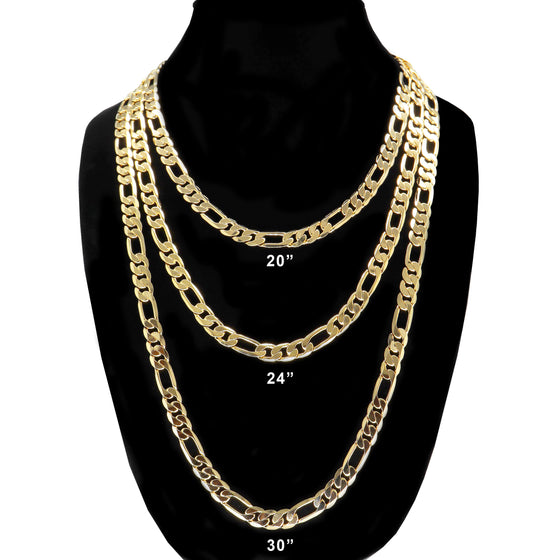 10MM Gold Classic Figaro Chain Necklace 20"24"30"36"