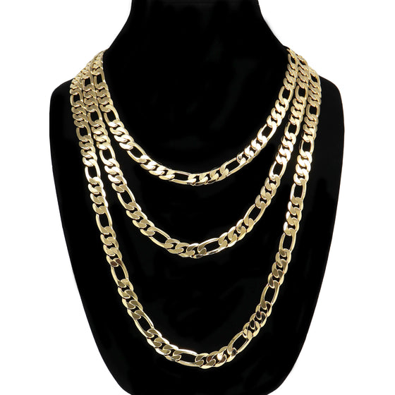 12MM Gold Classic Figaro Chain Necklace 20"24"30"36"