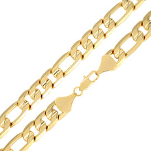  12MM Gold Concave Textured Figaro Chain Necklace 20"24"30"36"
