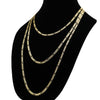 4MM Gold Concave Textured Figaro Chain Necklace 20"24"30"