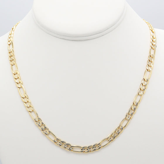 6MM Gold Concave Textured Figaro Chain Necklace 20"24"