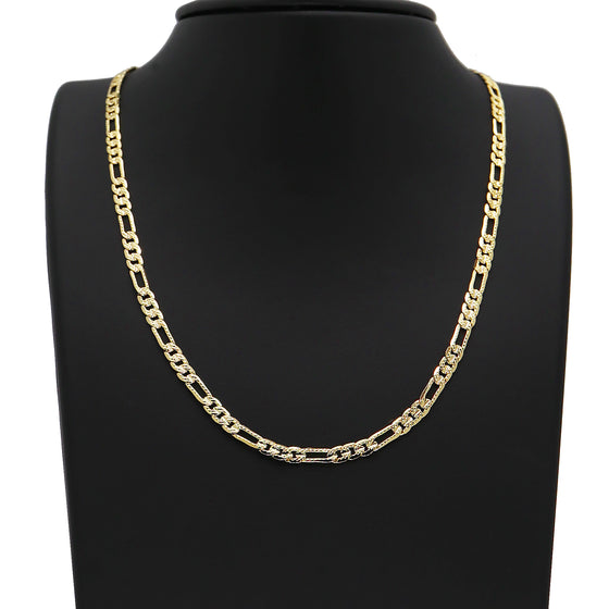 6MM Gold Concave Textured Figaro Chain Necklace 20"24"