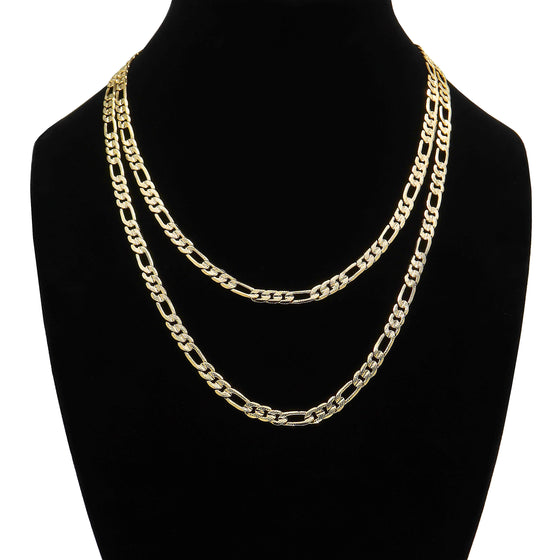 6MM Gold Concave Textured Figaro Chain Necklace 20"24"