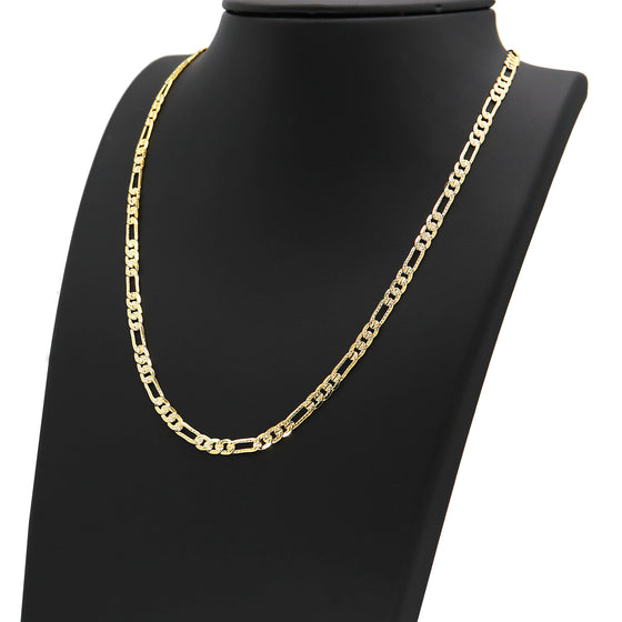 6MM Gold Concave Textured Figaro Chain Necklace 20"24"