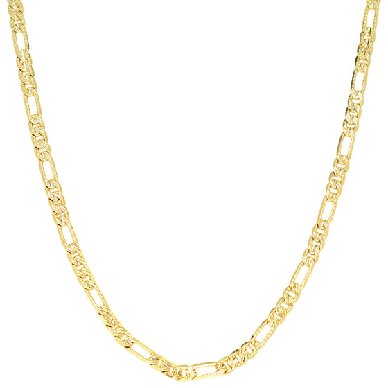 6MM Gold Concave Textured Figaro Chain Necklace 20"24"