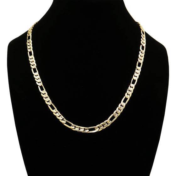 8MM Gold Concave Textured Figaro Chain Necklace 20"24"