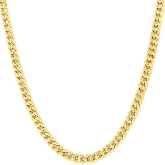 8MM Gold Hammer Textured Cuban Chain Necklace 24"