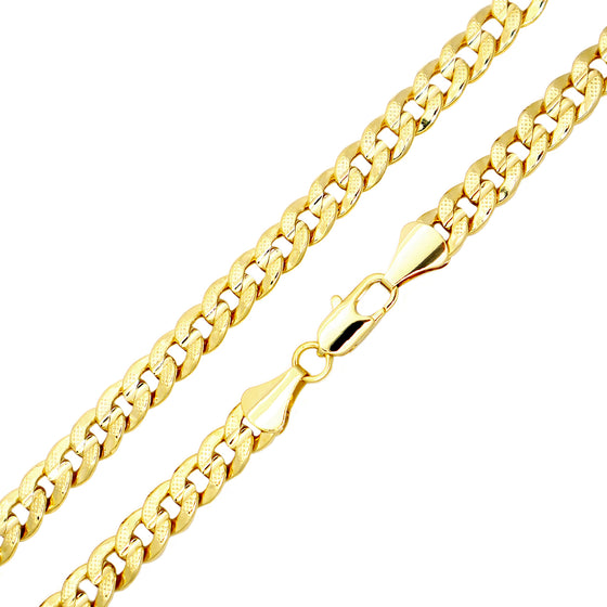 8MM Gold Concave Textured Cuban Chain Necklace 20"24"30"36"