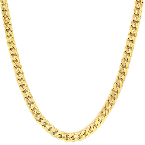 8MM Gold Concave Textured Cuban Chain Necklace 20"24"30"36"