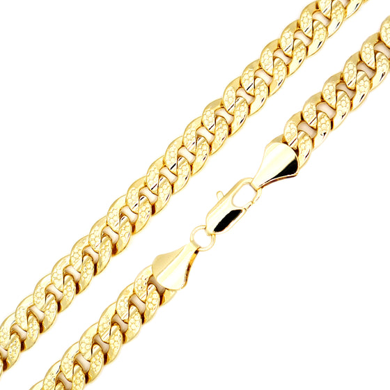 10MM Gold Hammer Textured Cuban Chain Necklace 24"