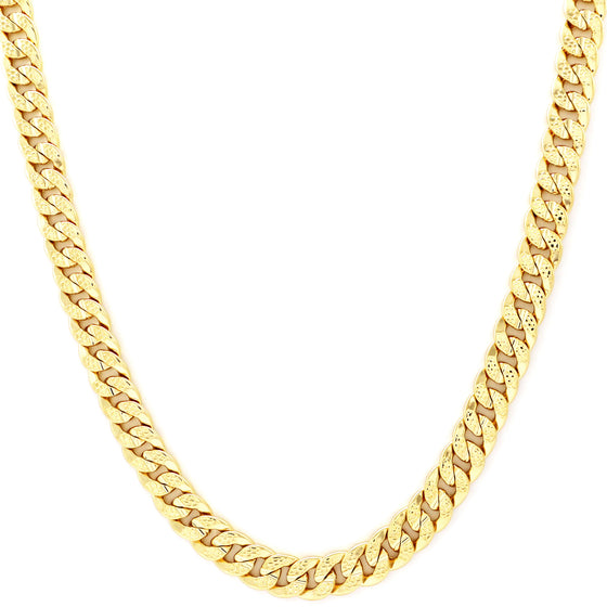 10MM Gold Hammer Textured Cuban Chain Necklace 24"