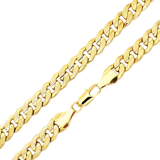 10MM Gold Concave Textured Cuban Chain Necklace 20"24"30"36"