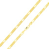 4MM Gold Concave Figaro Chain Necklace 20"24"