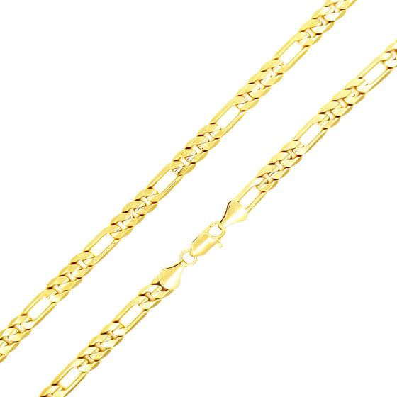 6MM Gold Concave Figaro Chain Necklace 20"24"
