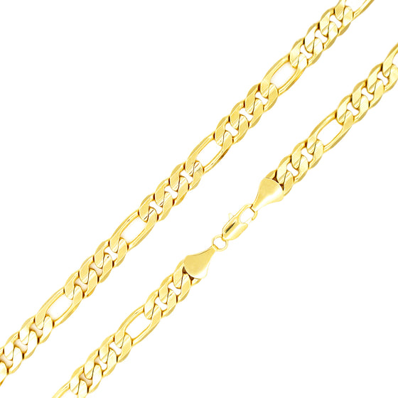 8MM Gold Concave Figaro Chain Necklace 20"24"