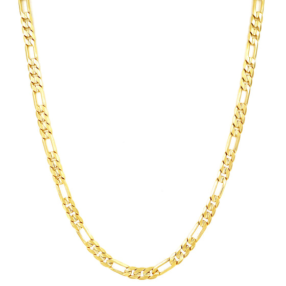 8MM Gold Concave Figaro Chain Necklace 20"24"