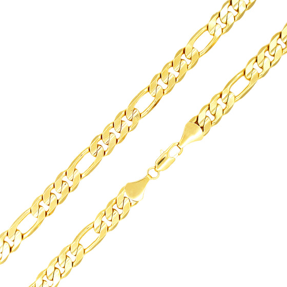 11MM Gold Concave Figaro Chain Necklace 20"24"30"