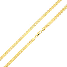  4MM Gold Concave Textured Mariner Chain Necklace 20"24"