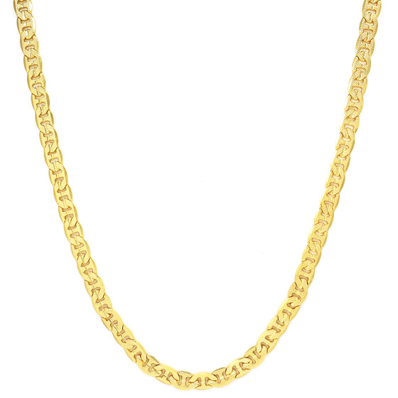 6MM Gold Concave Textured Mariner Chain Necklace 20"24"