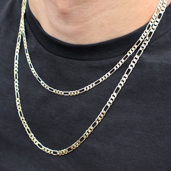6MM Gold Concave Figaro Chain Necklace 20"24"