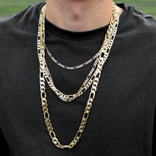  8MM Gold Concave Figaro Chain Necklace 20"24"