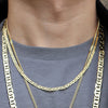 4MM Gold Concave Textured Mariner Chain Necklace 20"24"