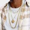 8MM Gold Concave Textured Mariner Chain Necklace 20"24"