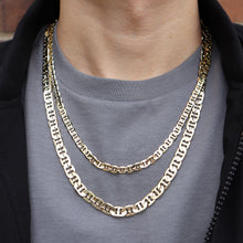  7MM Gold Concave Mariner Chain Necklace 20"24"