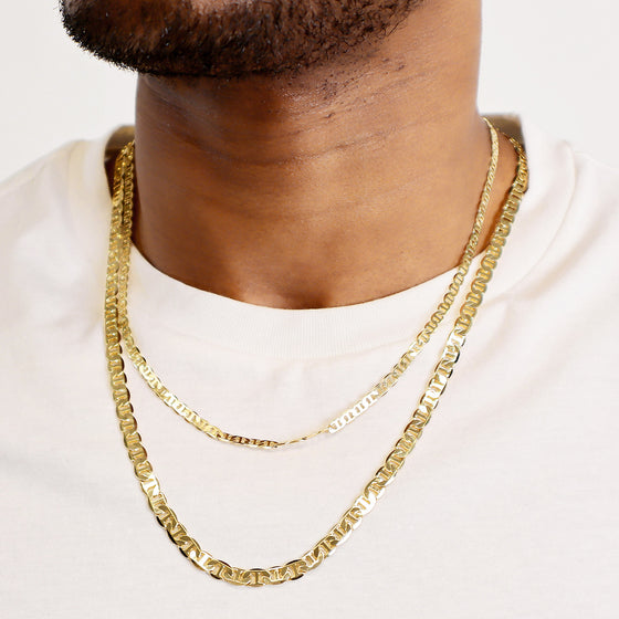 4MM Gold Classic Mariner Chain Necklace 20"24"